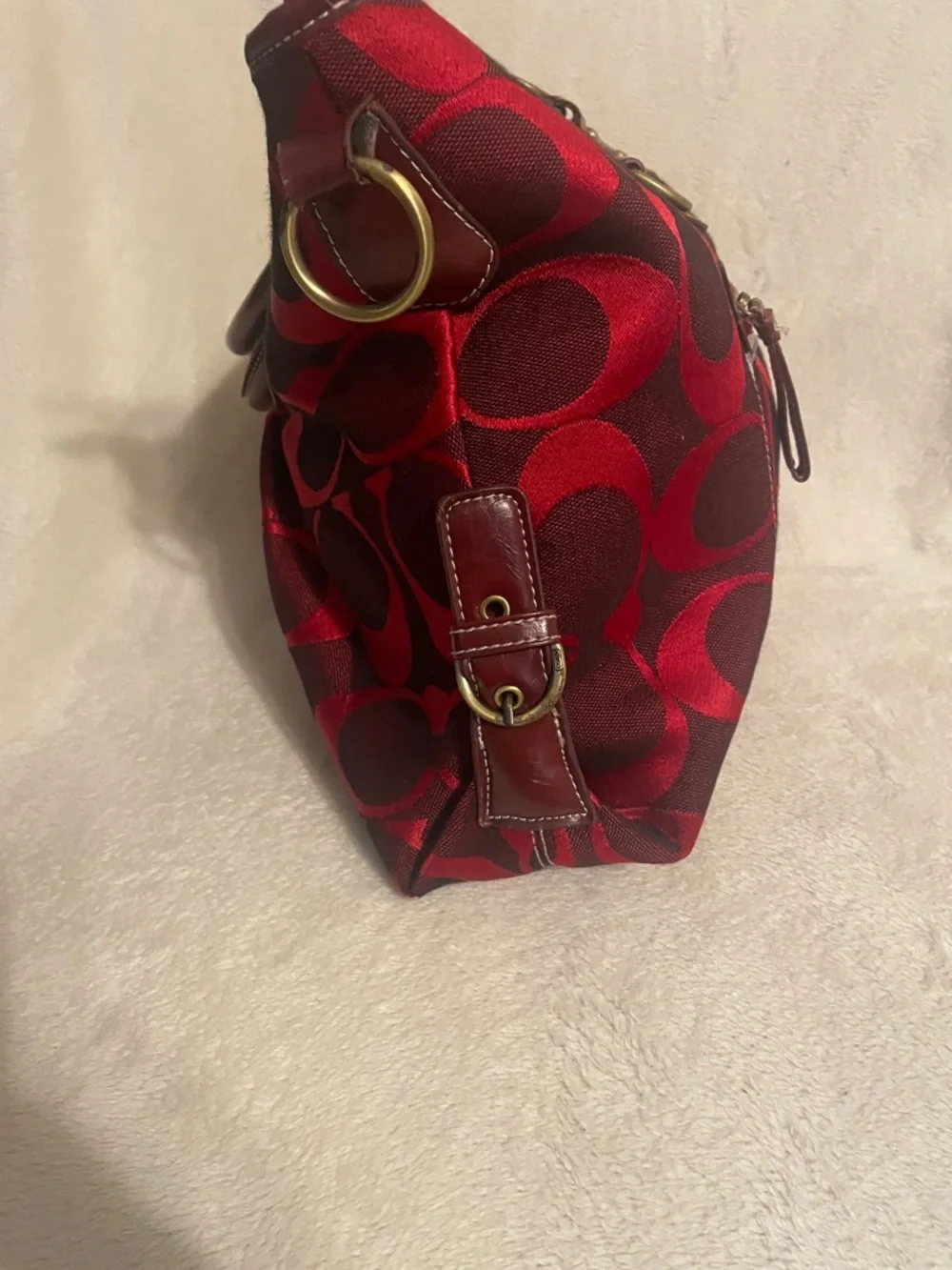 Coach Red and Burgundy Signature Tote